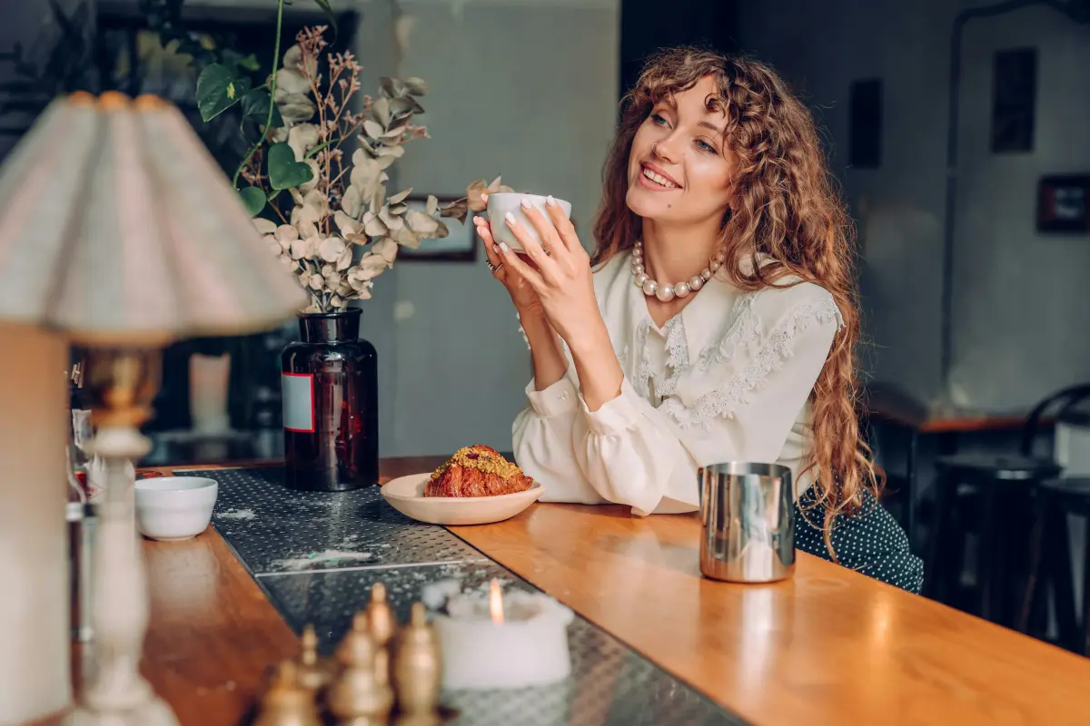 Cozy coffee bar scene